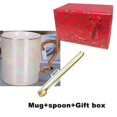 Pearl Glaze Gold Handle Mug