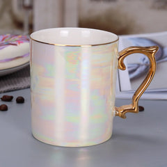 Pearl Glaze Gold Handle Mug