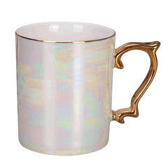 Pearl Glaze Gold Handle Mug