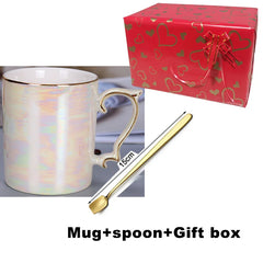 Pearl Glaze Gold Handle Mug