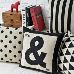 Modern Black & White Geometric Pillow Cushion