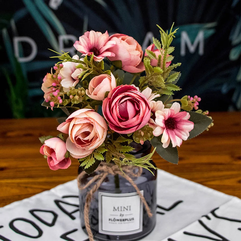 Silk Flower Jar Decor