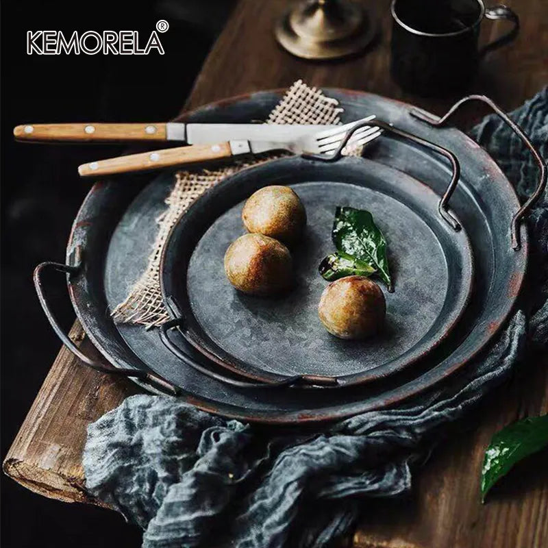 European Retro Metal Plate With Handle