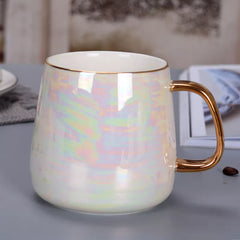 Pearl Glaze Gold Handle Mug