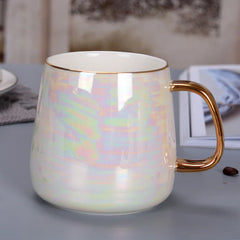 Pearl Glaze Gold Handle Mug