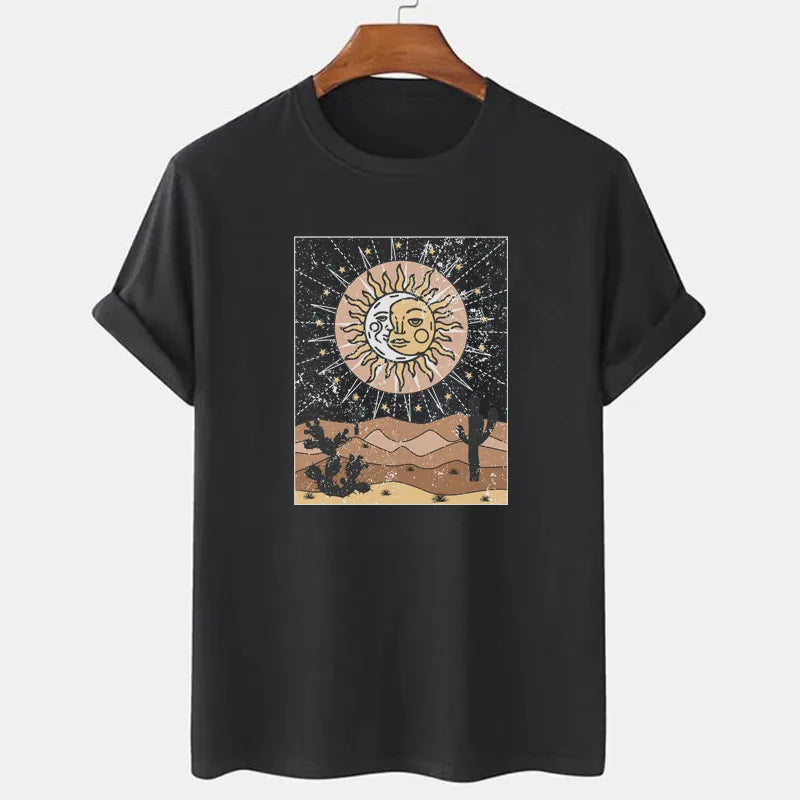 Sun Moon Cactus Desert Retro T Shirt