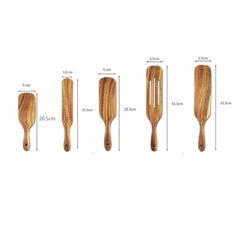 Long-Handled Wood Cooking Spatula Set