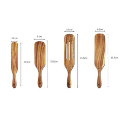 Long-Handled Wood Cooking Spatula Set