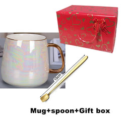 Pearl Glaze Gold Handle Mug