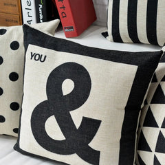 Modern Black & White Geometric Pillow Cushion
