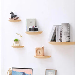 Wooden Semicircle Wall Shelf