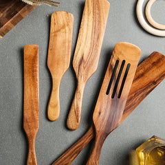 Long-Handled Wood Cooking Spatula Set