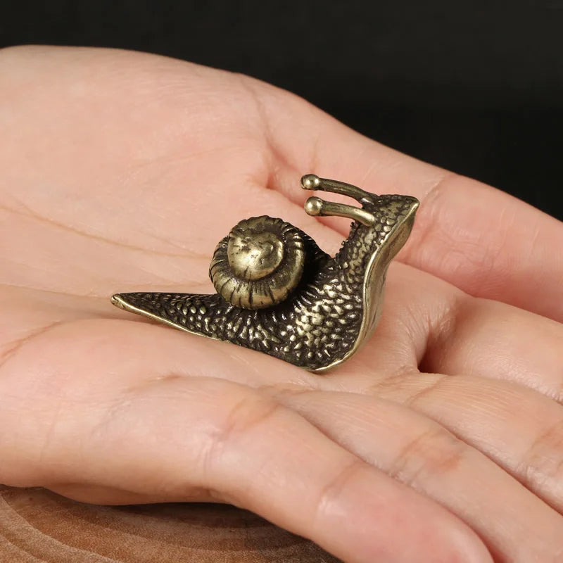 Cute Mini Vintage Brass Snail Statue