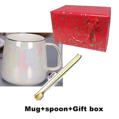 Pearl Glaze Gold Handle Mug
