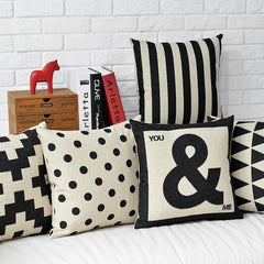 Modern Black & White Geometric Pillow Cushion