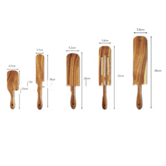 Long-Handled Wood Cooking Spatula Set