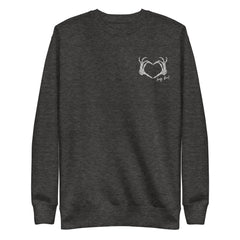 Skeleton Heart Hands Embroidered Sweatshirt